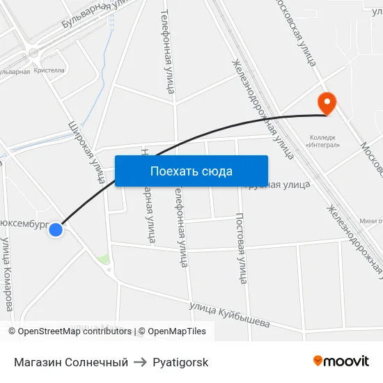 Магазин Солнечный to Pyatigorsk map