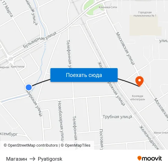 Магазин to Pyatigorsk map
