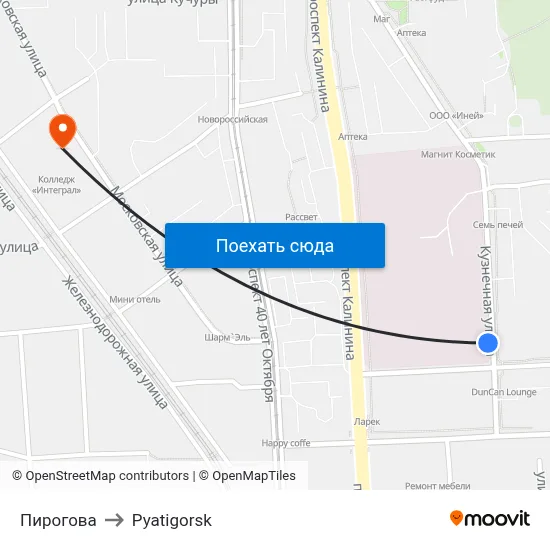 Пирогова to Pyatigorsk map