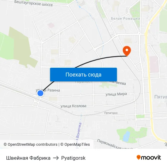 Швейная Фабрика to Pyatigorsk map