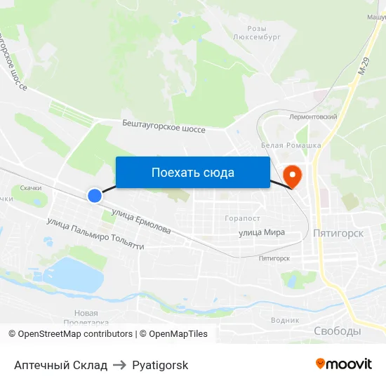 Аптечный Склад to Pyatigorsk map