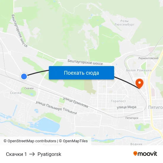 Скачки 1 to Pyatigorsk map