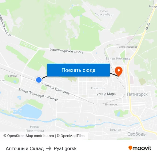 Аптечный Склад to Pyatigorsk map