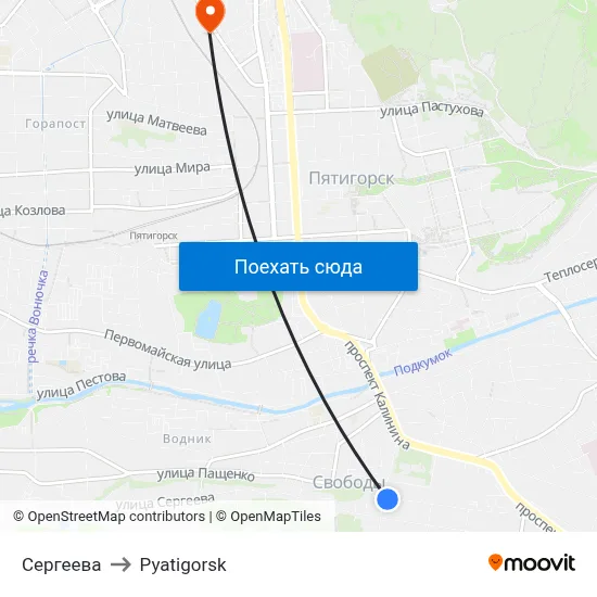 Сергеева to Pyatigorsk map