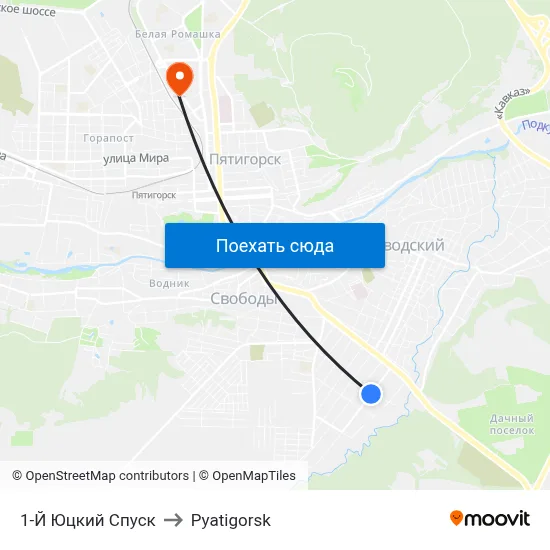 1-Й Юцкий Спуск to Pyatigorsk map