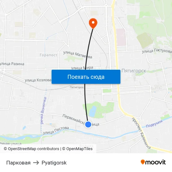 Парковая to Pyatigorsk map