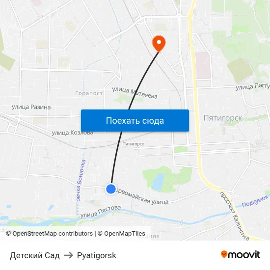Детский Сад to Pyatigorsk map