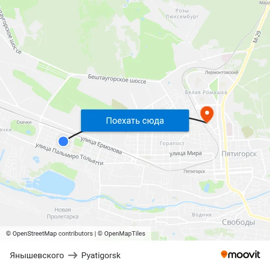 Янышевского to Pyatigorsk map