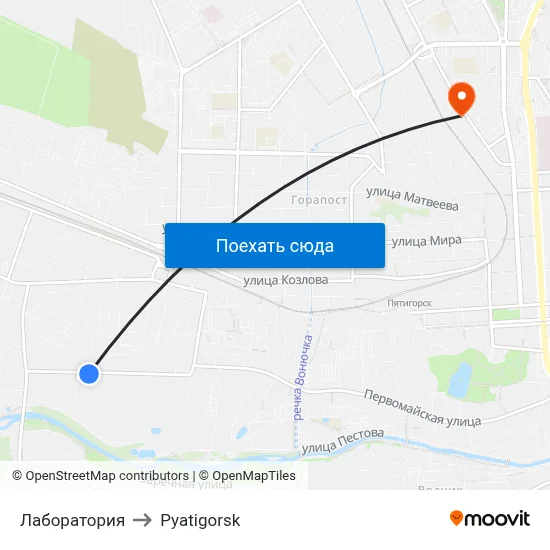 Лаборатория to Pyatigorsk map