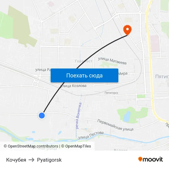 Кочубея to Pyatigorsk map
