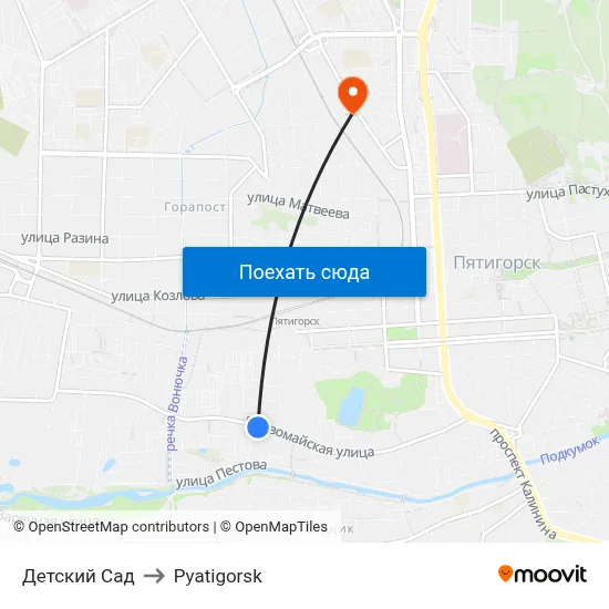 Детский Сад to Pyatigorsk map
