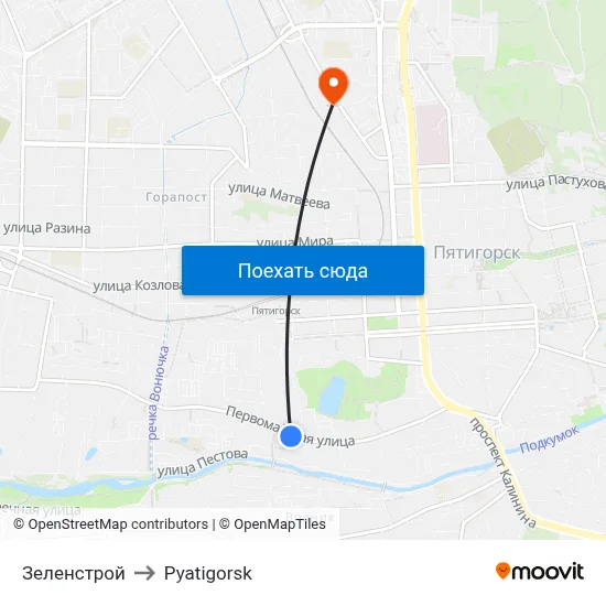 Зеленстрой to Pyatigorsk map