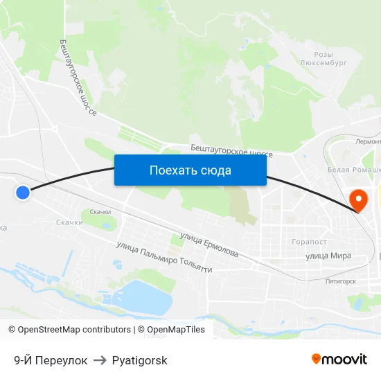 9-Й Переулок to Pyatigorsk map