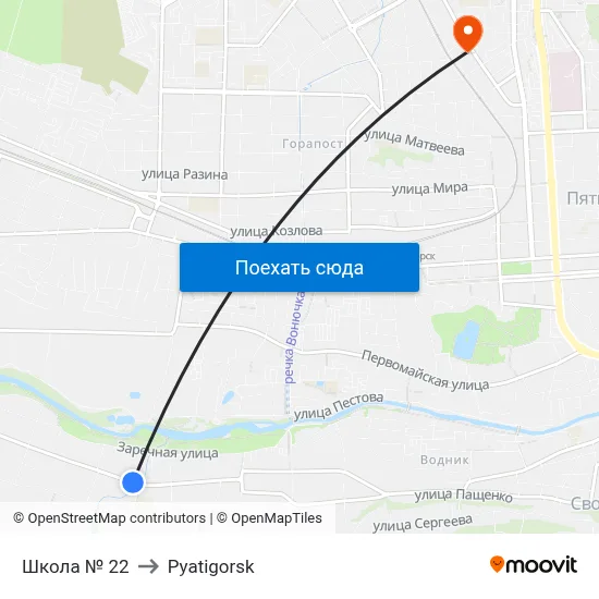 Школа № 22 to Pyatigorsk map