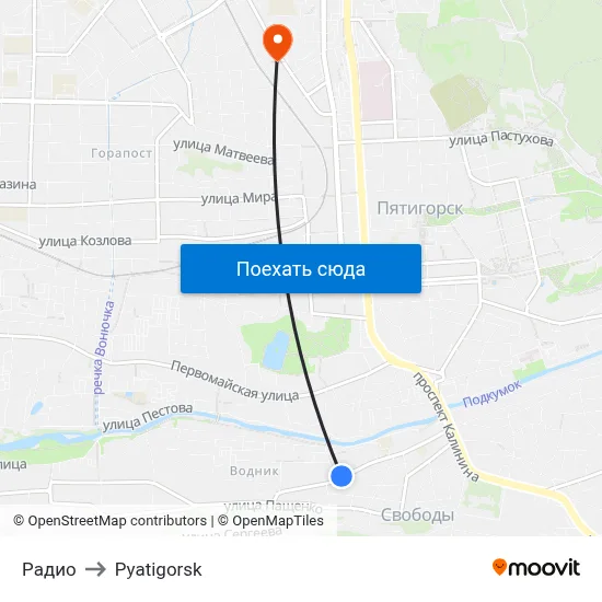Радио to Pyatigorsk map