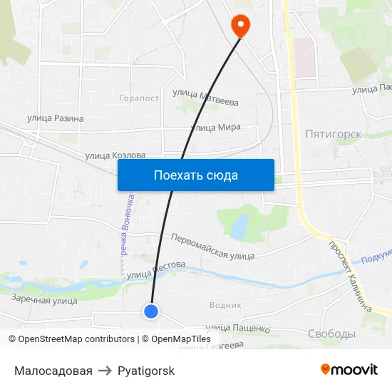 Малосадовая to Pyatigorsk map