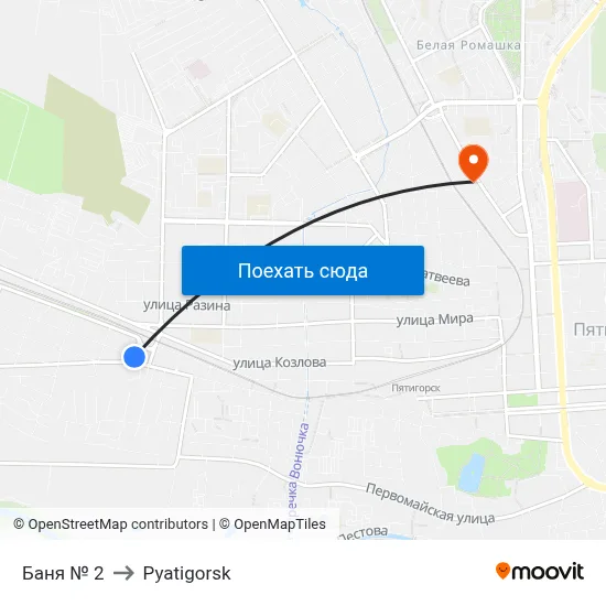 Баня № 2 to Pyatigorsk map