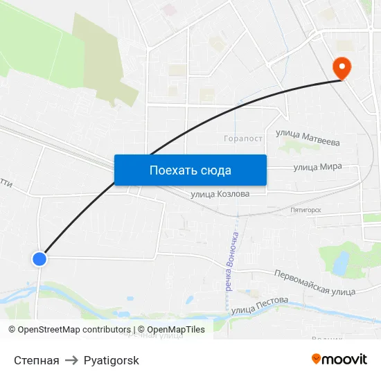 Степная to Pyatigorsk map