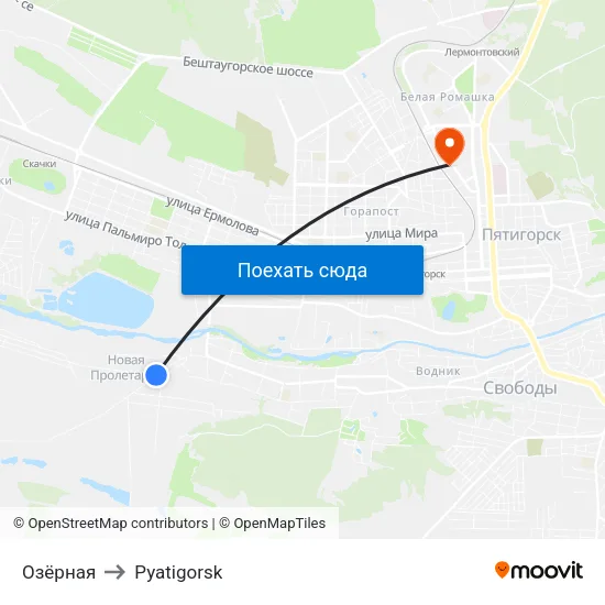 Озёрная to Pyatigorsk map