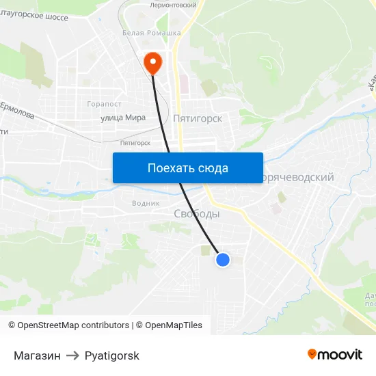 Магазин to Pyatigorsk map