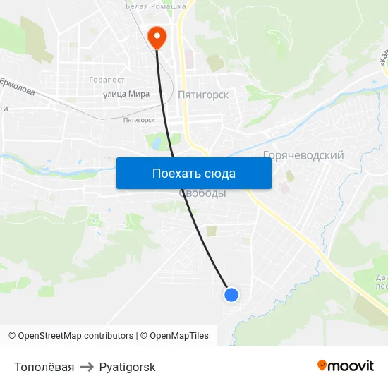Тополёвая to Pyatigorsk map