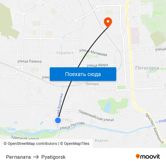Регпалата to Pyatigorsk map