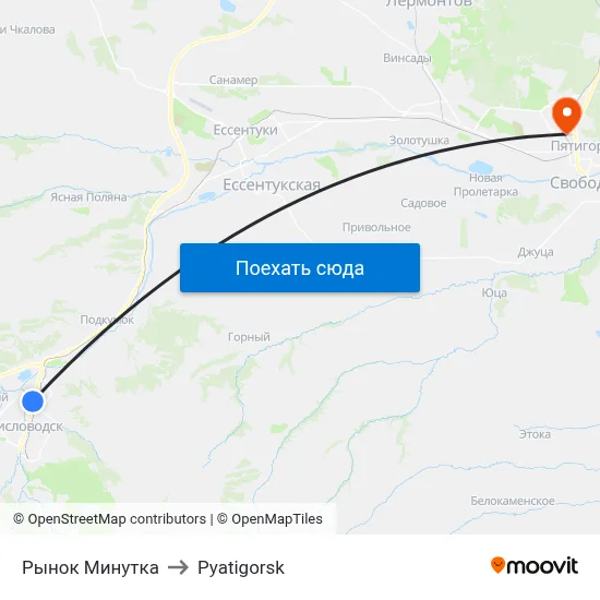 Рынок Минутка to Pyatigorsk map