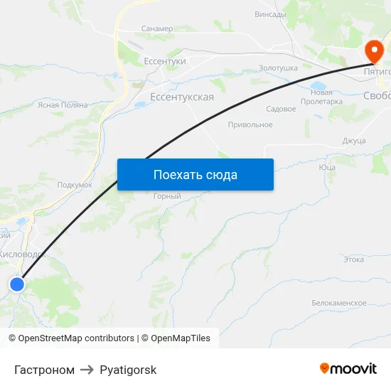 Гастроном to Pyatigorsk map