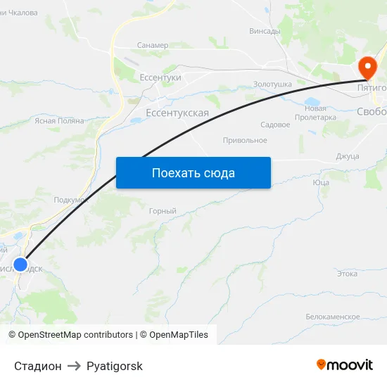 Стадион to Pyatigorsk map