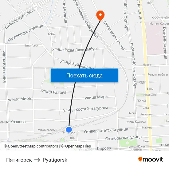 Пятигорск to Pyatigorsk map