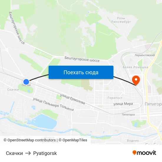 Скачки to Pyatigorsk map
