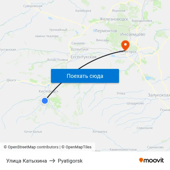 Улица Катыхина to Pyatigorsk map