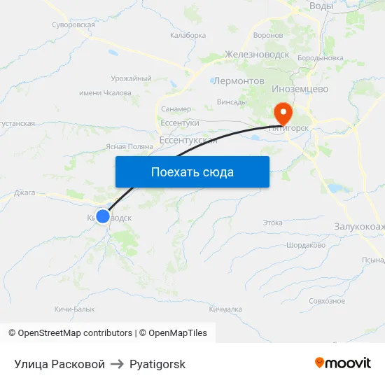 Улица Расковой to Pyatigorsk map