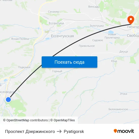 Проспект Дзержинского to Pyatigorsk map