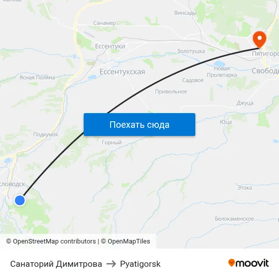 Санаторий Димитрова to Pyatigorsk map