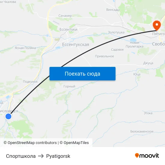 Спортшкола to Pyatigorsk map