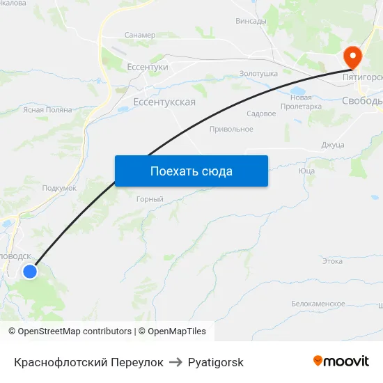 Краснофлотский Переулок to Pyatigorsk map