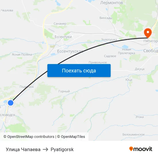 Улица Чапаева to Pyatigorsk map
