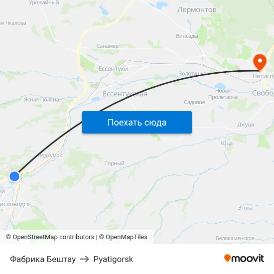 Фабрика Бештау to Pyatigorsk map