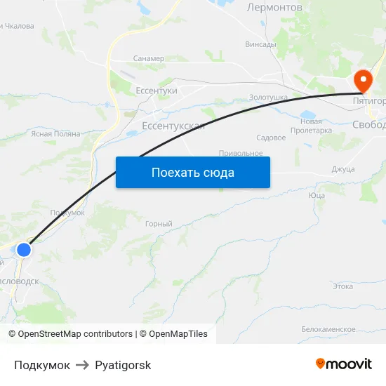 Подкумок to Pyatigorsk map