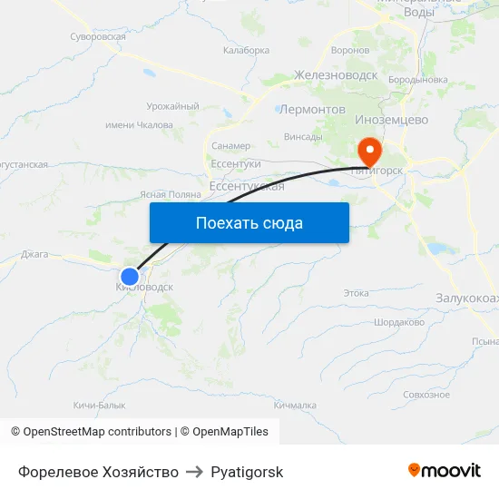 Форелевое Хозяйство to Pyatigorsk map