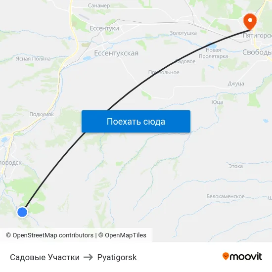 Садовые Участки to Pyatigorsk map