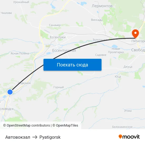 Автовокзал to Pyatigorsk map