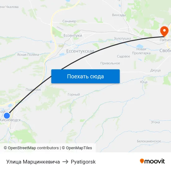 Улица Марцинкевича to Pyatigorsk map
