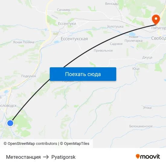 Метеостанция to Pyatigorsk map