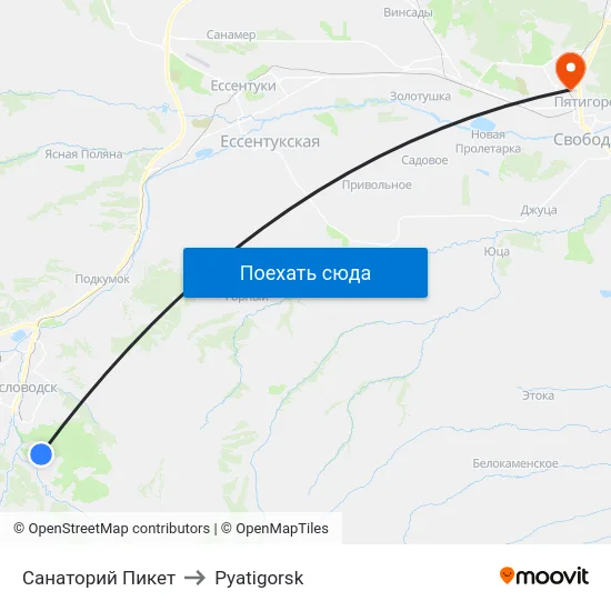 Санаторий Пикет to Pyatigorsk map