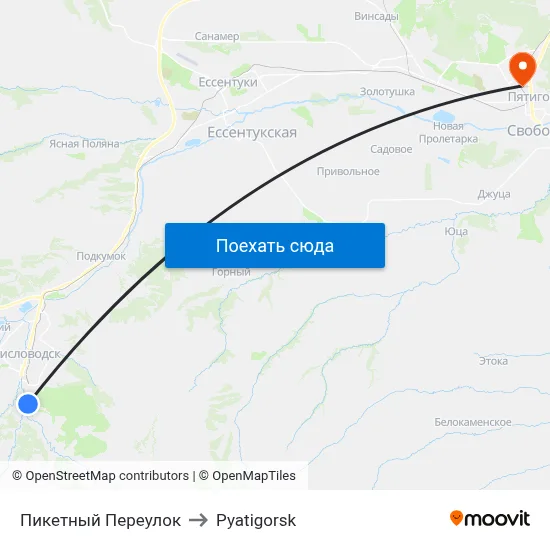Пикетный Переулок to Pyatigorsk map