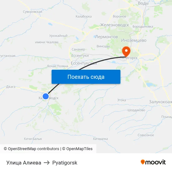 Улица Алиева to Pyatigorsk map