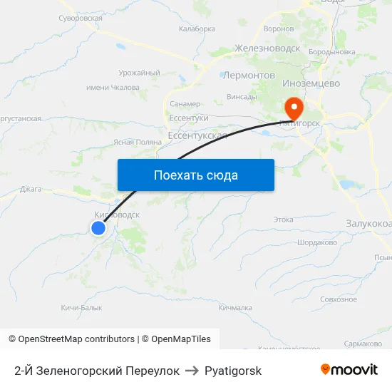 2-Й Зеленогорский Переулок to Pyatigorsk map