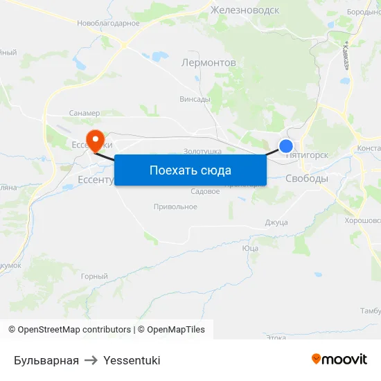Бульварная to Yessentuki map